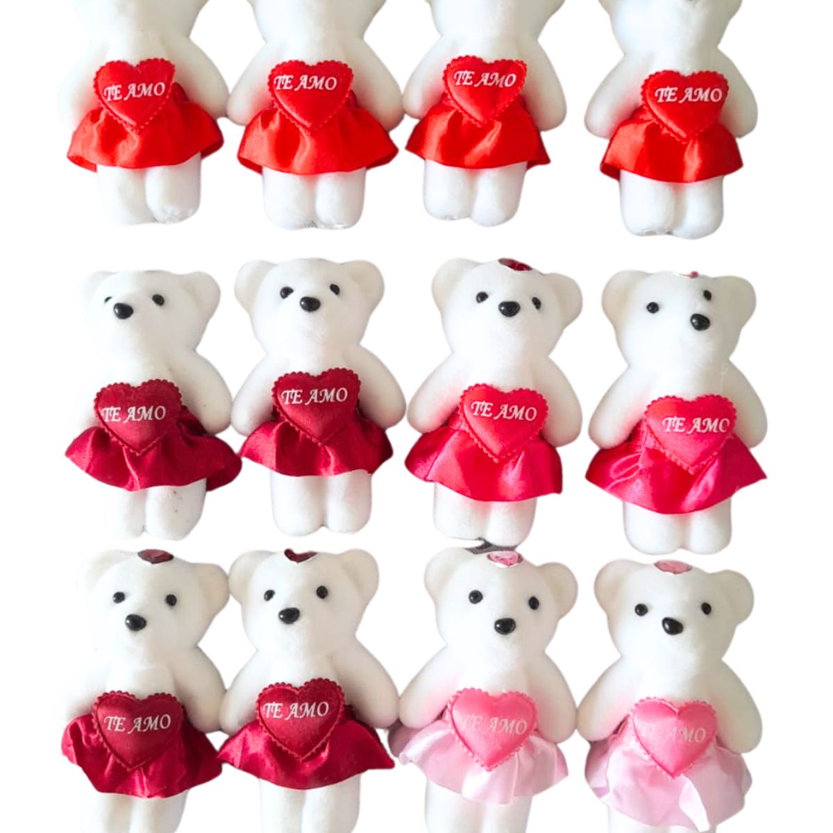 GENERICO - Pack 12 Osos De Peluche  11 cm San Valentin Regalo Colores Variados