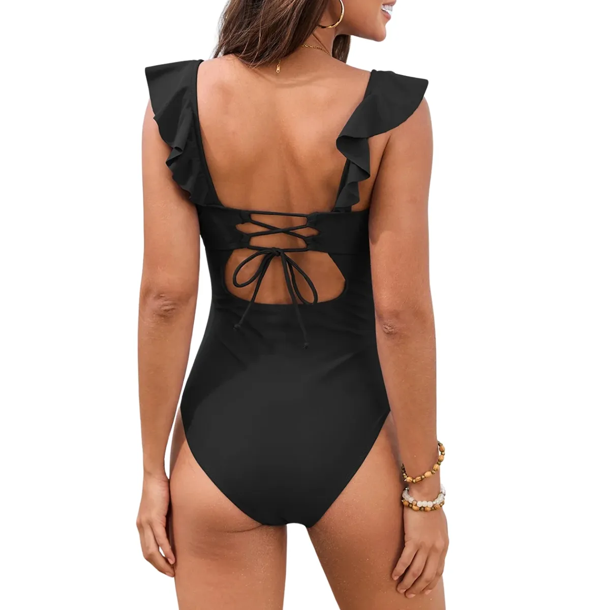 HIPSY SWIMWEAR - Traje de baño Antonia vuelos Negro
