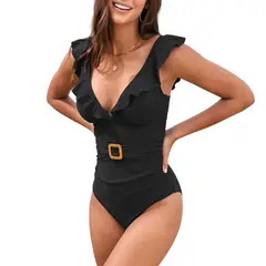 HIPSY SWIMWEAR - Traje de baño Antonia vuelos Negro