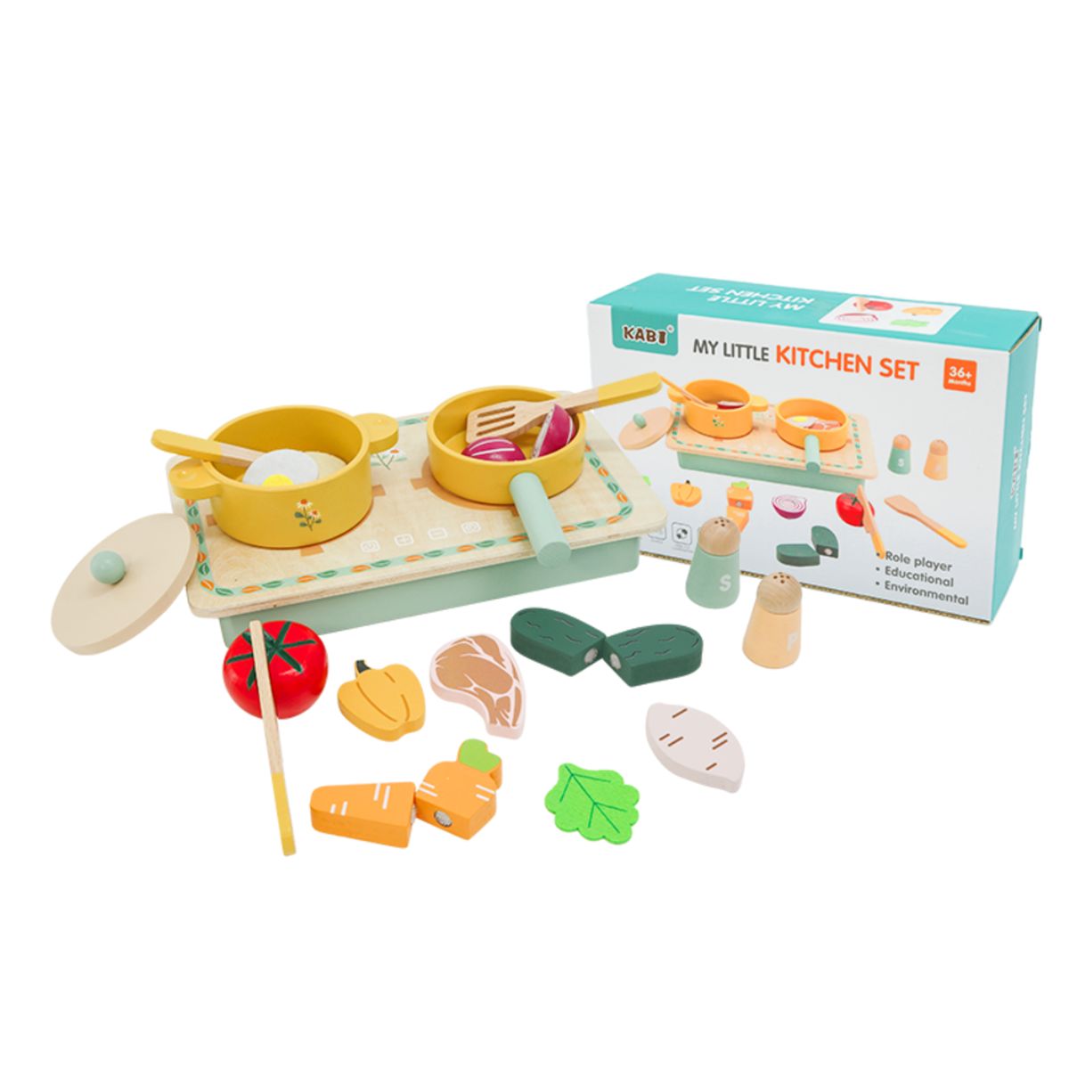ABC - Set para Cocinar de Madera Juego de Cocina Infantil
