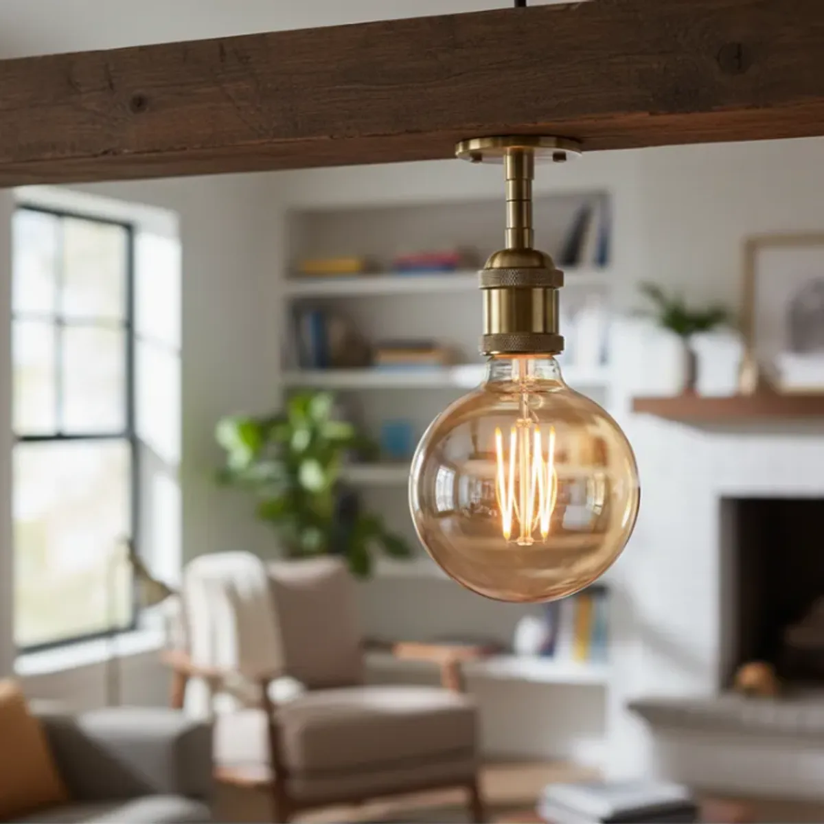 Ampolleta LED G80 Yellow Glass E27 6W VINTAGE, marca MEGABRIGHT - Foto Principal