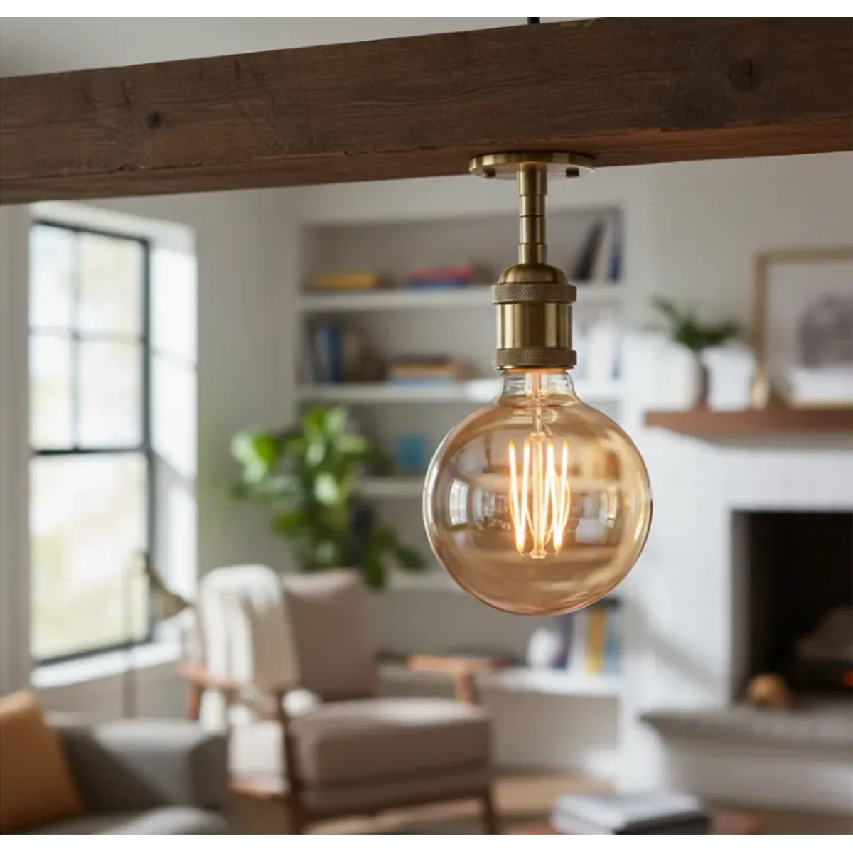 Ampolleta LED G80 Yellow Glass E27 6W VINTAGE, marca MEGABRIGHT - Foto Principal
