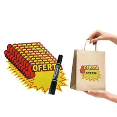 GENERICO - Kit 100 Etiquetas De Precio Ofert 7x10cm + Marcador Permane