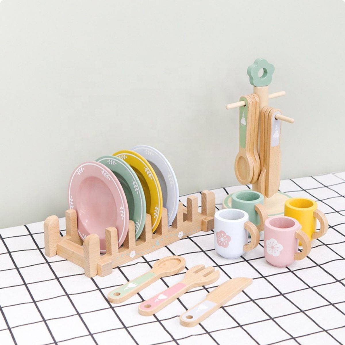 ABC - Set de Vajilla de Madera Juego de Comedor Infantil