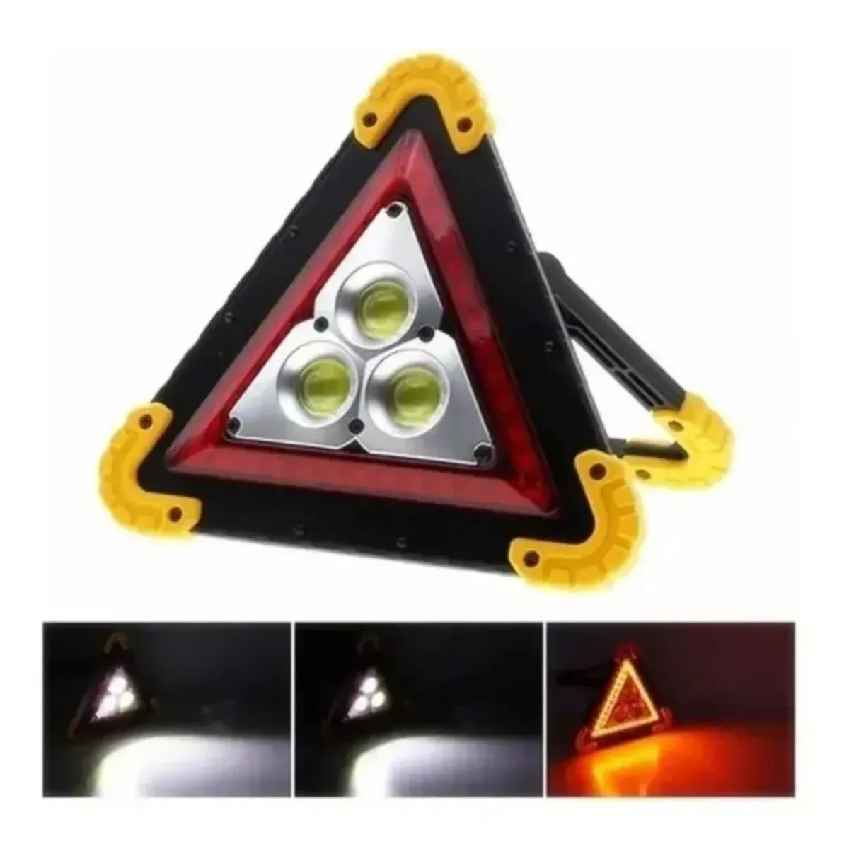 MOVI - Triangulo de emergencia recargable y con panel solar Luz Led y linterna