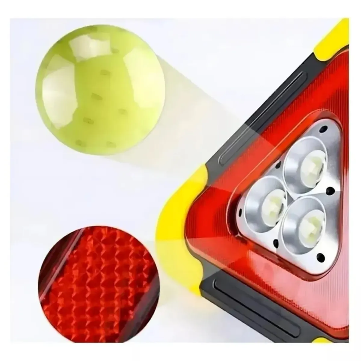 MOVI - Triangulo de emergencia recargable y con panel solar Luz Led y linterna
