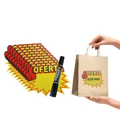 GENERICO - Kit 100 Etiquetas De Precio Ofert 22x30cm + Marcador Permanente