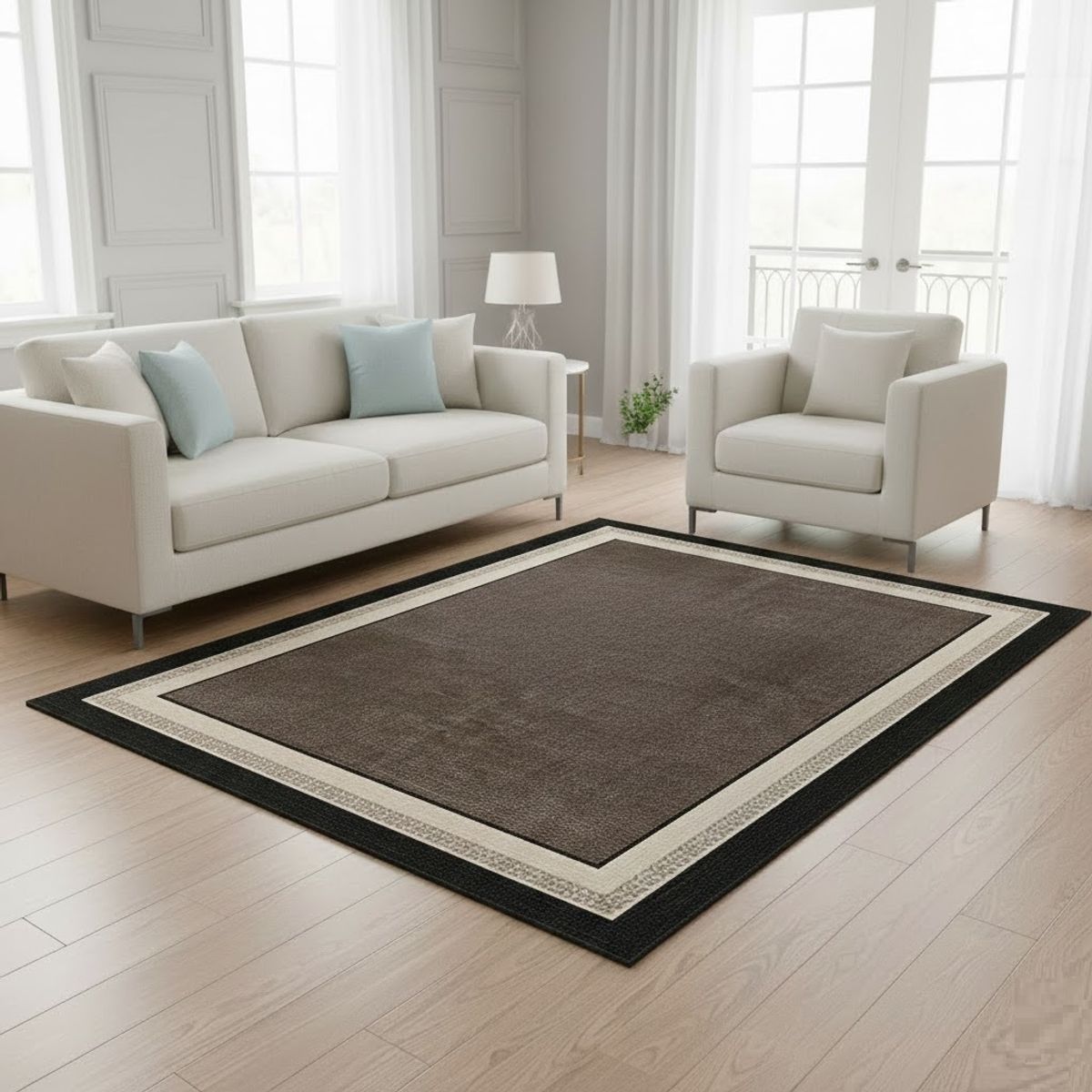 GENERICO - ALFOMBRA 200X240 CON DISEÑO CUADRO CAFE ELEGANTE DECORATIVO MODERNO ANTIDESLIZ CMIO