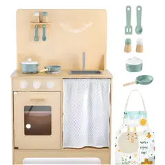 ABC - Cocina de Madera con Cortina y Luz Juego de Cocina Infantil