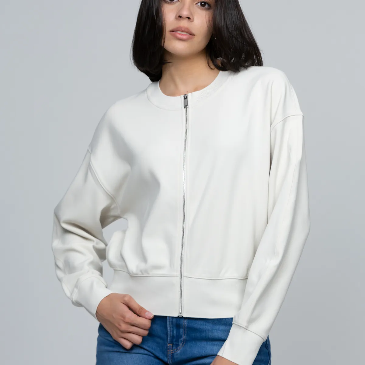 CALVIN KLEIN - Blusa De Crepé Elástico Con Cremallera Beige Calvin Klein