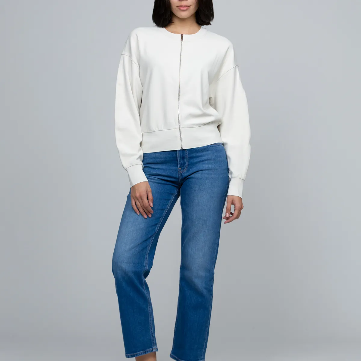 CALVIN KLEIN - Blusa De Crepé Elástico Con Cremallera Beige Calvin Klein