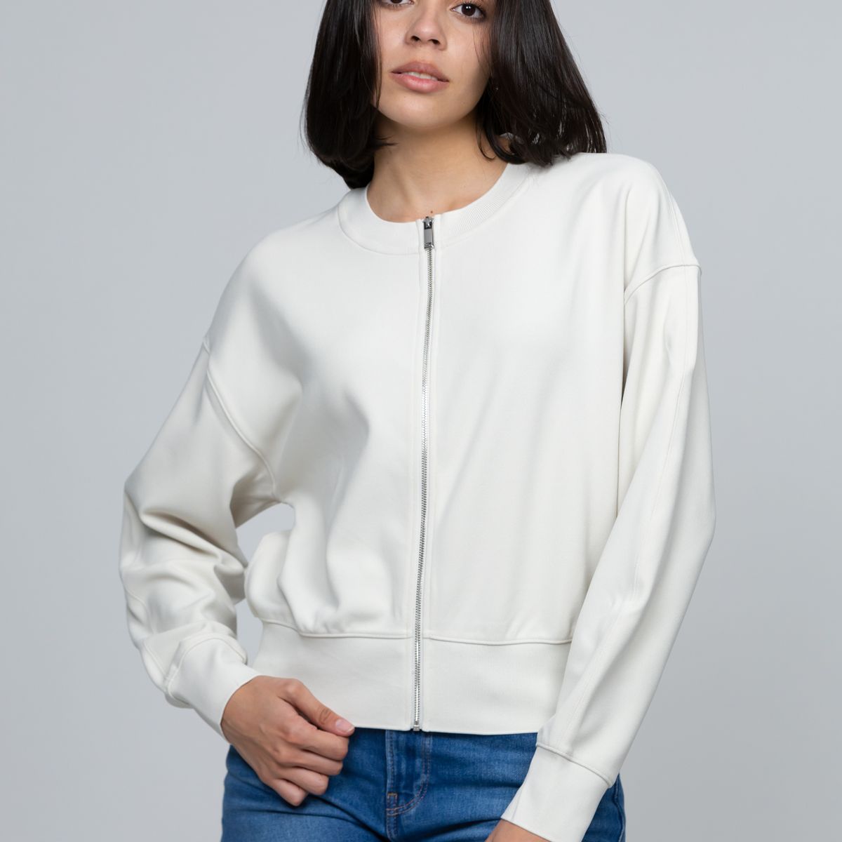 CALVIN KLEIN - Blusa De Crepé Elástico Con Cremallera Beige Calvin Klein