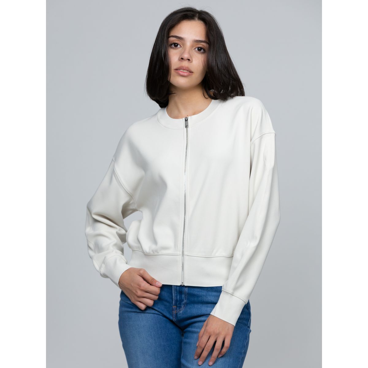 CALVIN KLEIN - Blusa De Crepé Elástico Con Cremallera Beige Calvin Klein