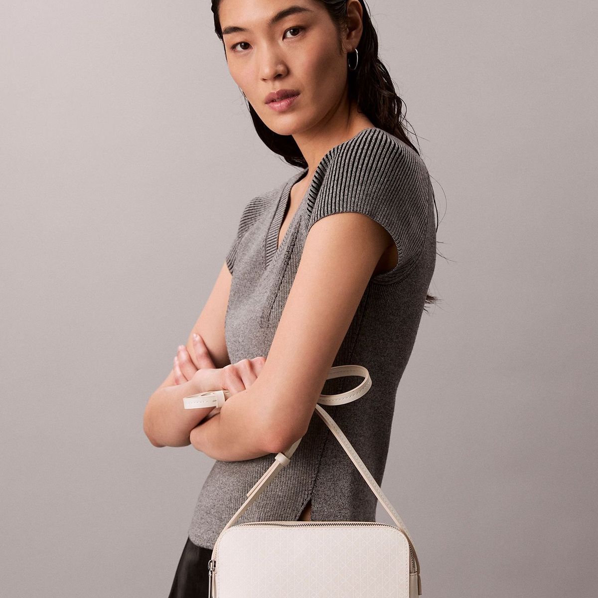 CALVIN KLEIN - Bandolera Con Estampado De Monograma Blanco Calvin Klein