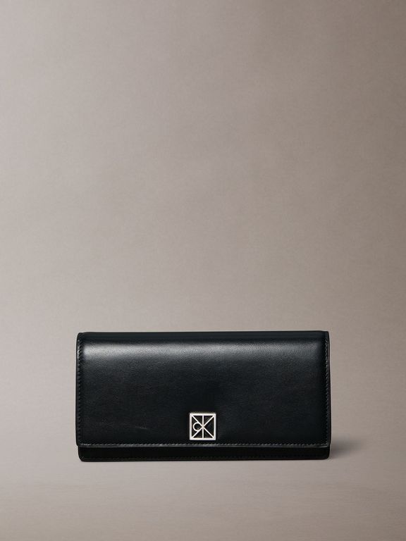 Billetera Plegada De Cuero Con Logo Monograma Negro Negro TALLA UNICA
