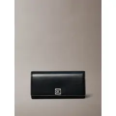 CALVIN KLEIN - Billetera Plegada De Cuero Con Logo Monograma Negro