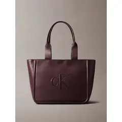 CALVIN KLEIN - Cartera Tote Con Monograma Grabado Café