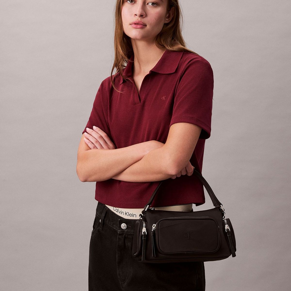 CALVIN KLEIN - Cartera Pocket Nylon Negro Calvin Klein