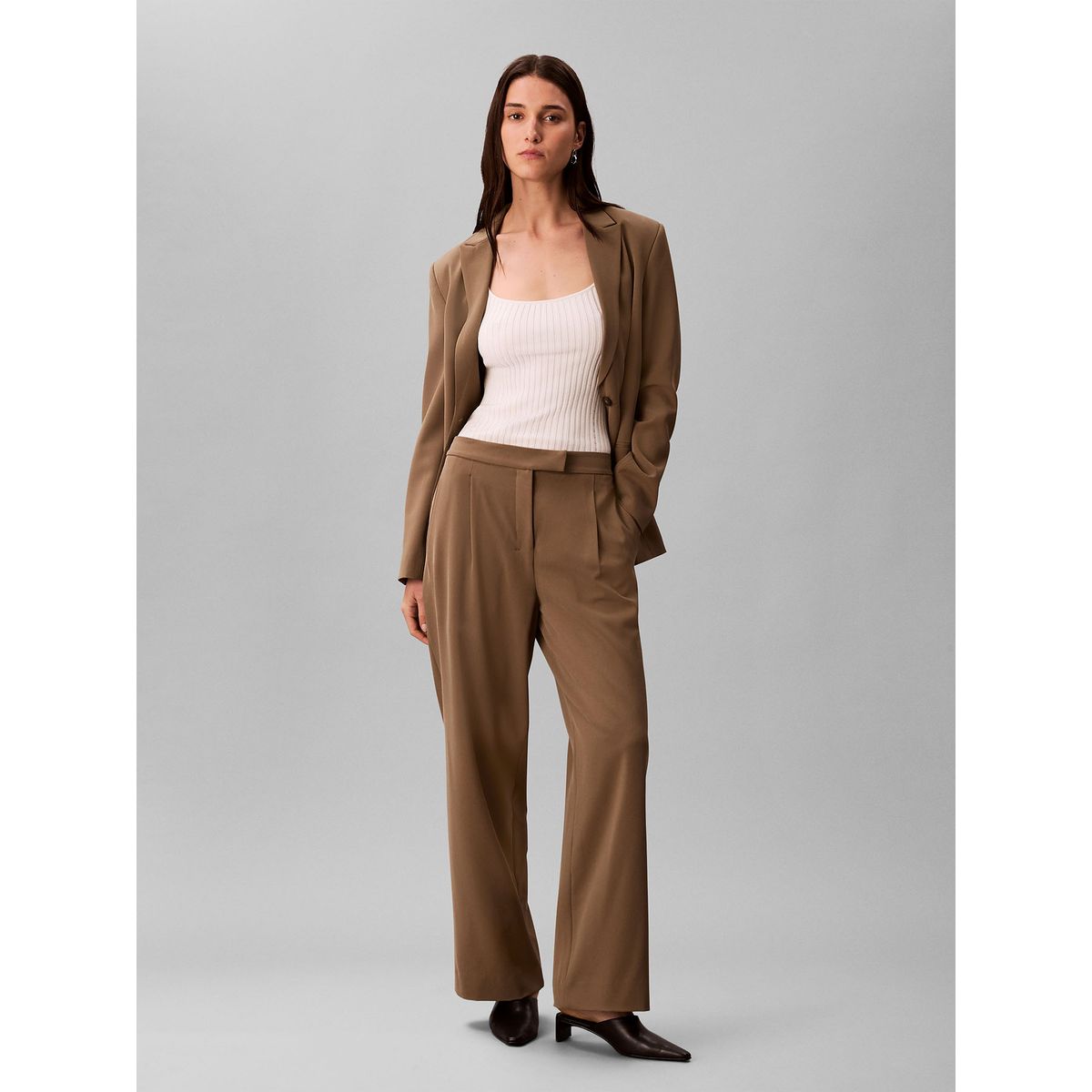 CALVIN KLEIN - Pantalón Recto De Sarga Tailored Verde Calvin Klein