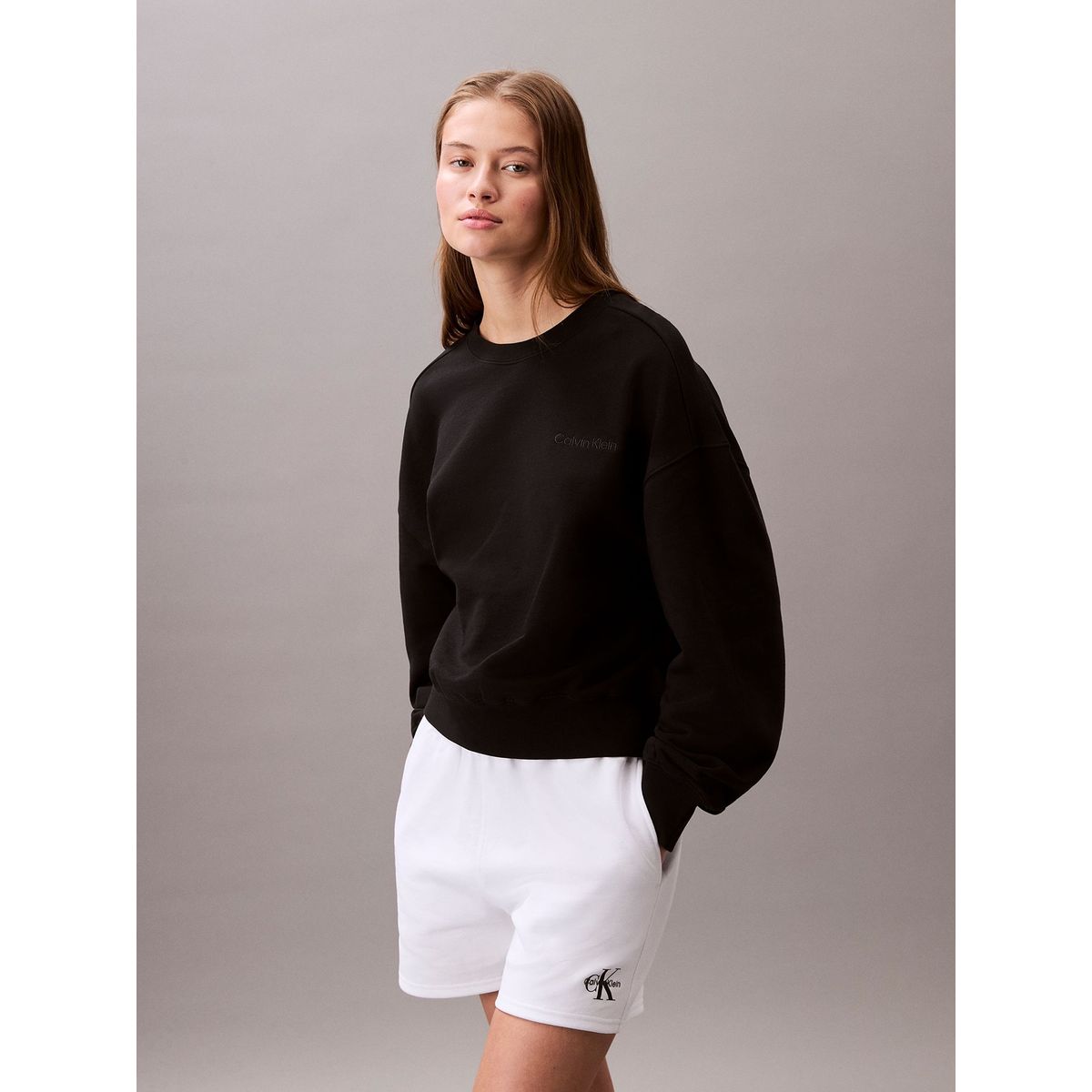 CALVIN KLEIN - Polerón Con Tejido En Felpa Negro Calvin Klein