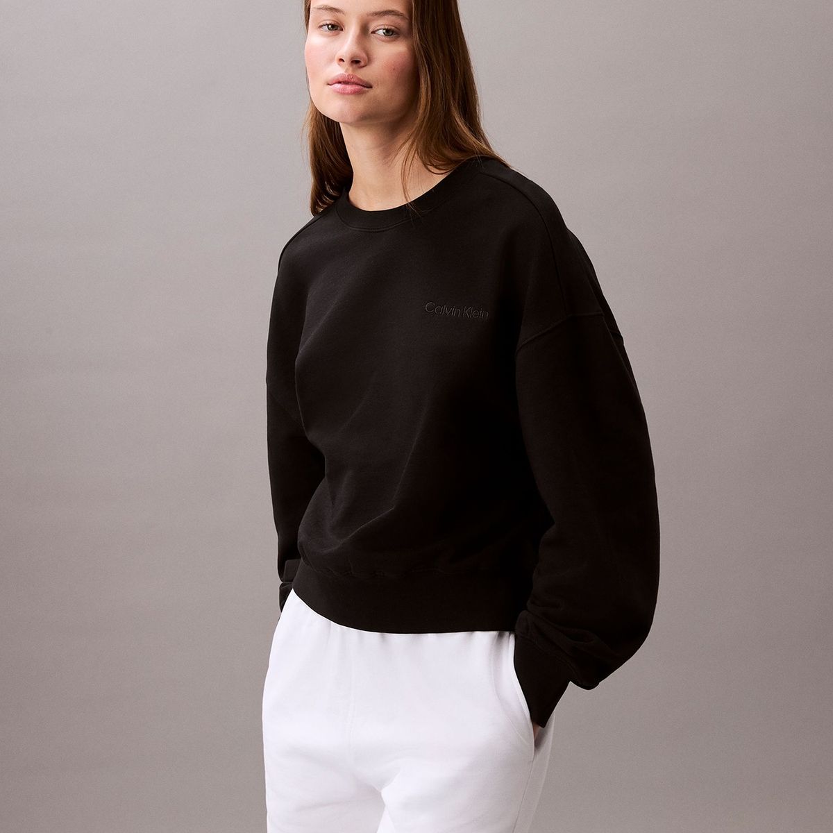 CALVIN KLEIN - Polerón Con Tejido En Felpa Negro Calvin Klein