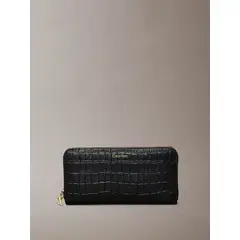 CALVIN KLEIN - Billetera De Cuero Efecto Cocodrilo Con Rfid Negro