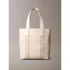 CALVIN KLEIN - Cartera Tote Para Portátil Con Logo En Jacquard Beige