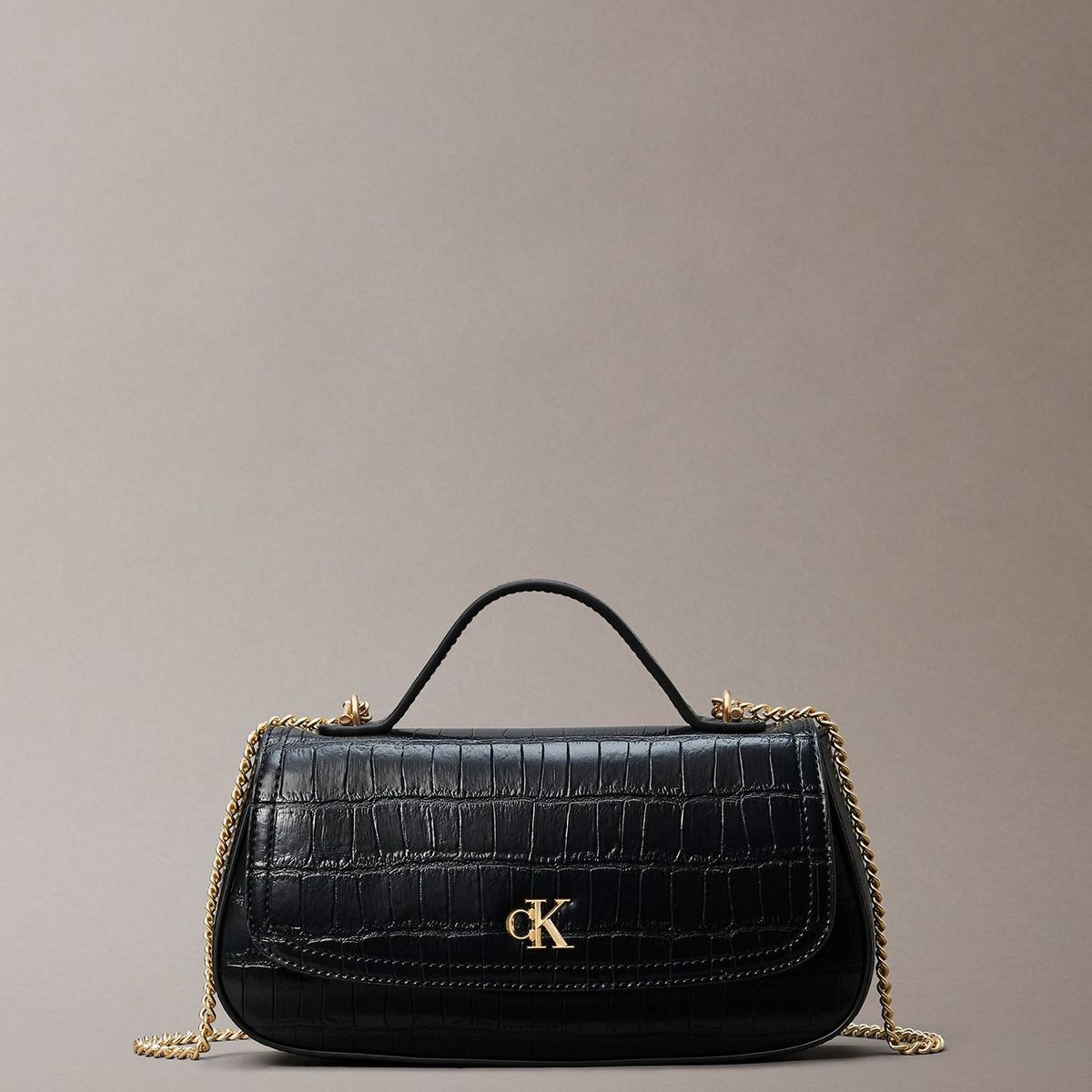 CALVIN KLEIN - Bandolera Con Efecto Cocodrilo Con Cadena Negro Calvin Klein