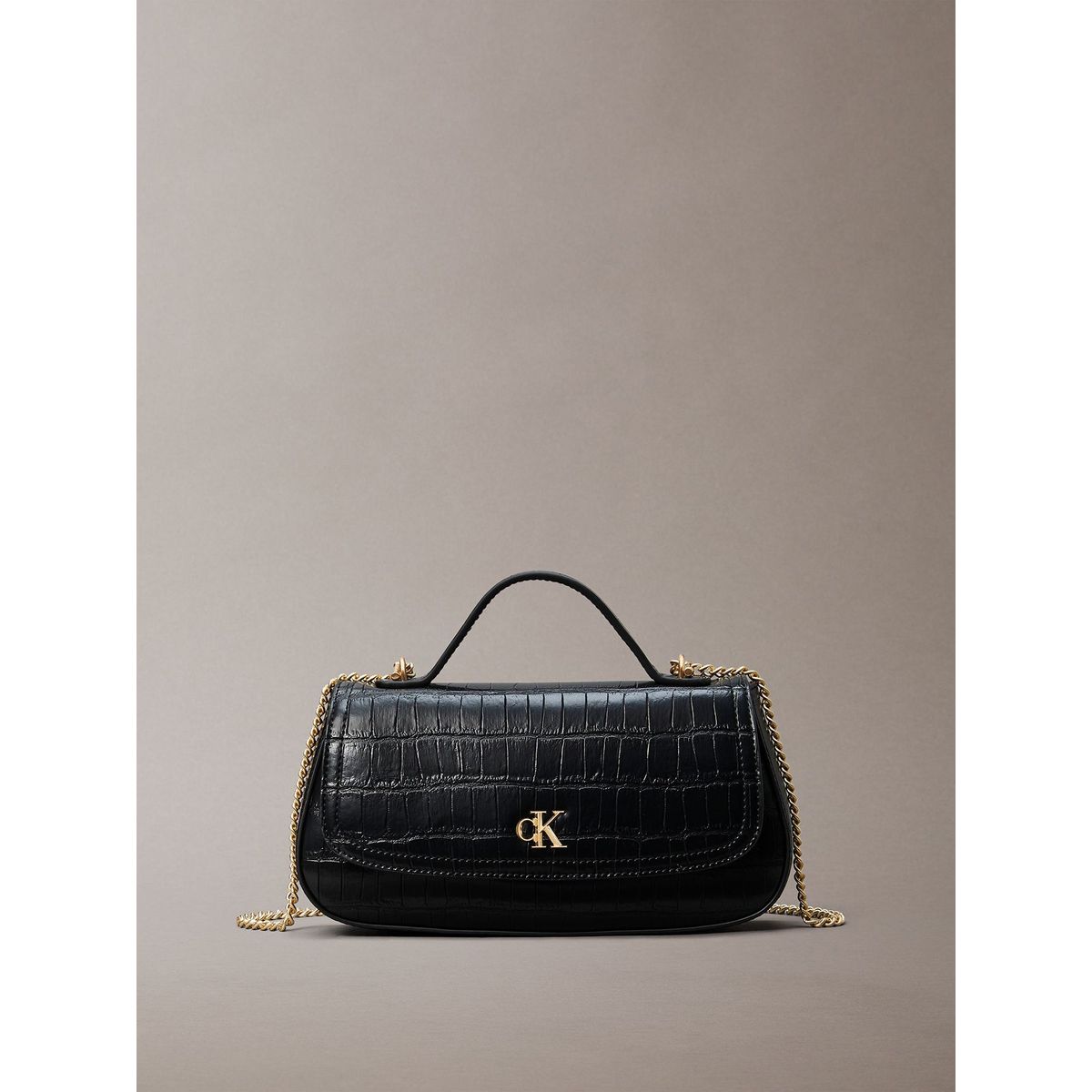 CALVIN KLEIN - Bandolera Con Efecto Cocodrilo Con Cadena Negro Calvin Klein