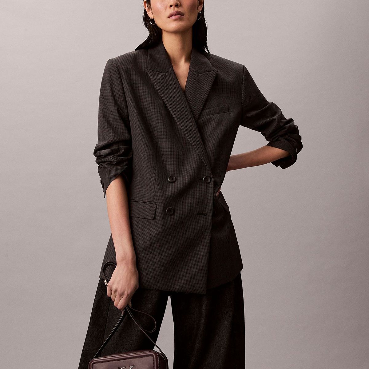 CALVIN KLEIN - Bandolera Con Logo Monograma Grabado Café Calvin Klein