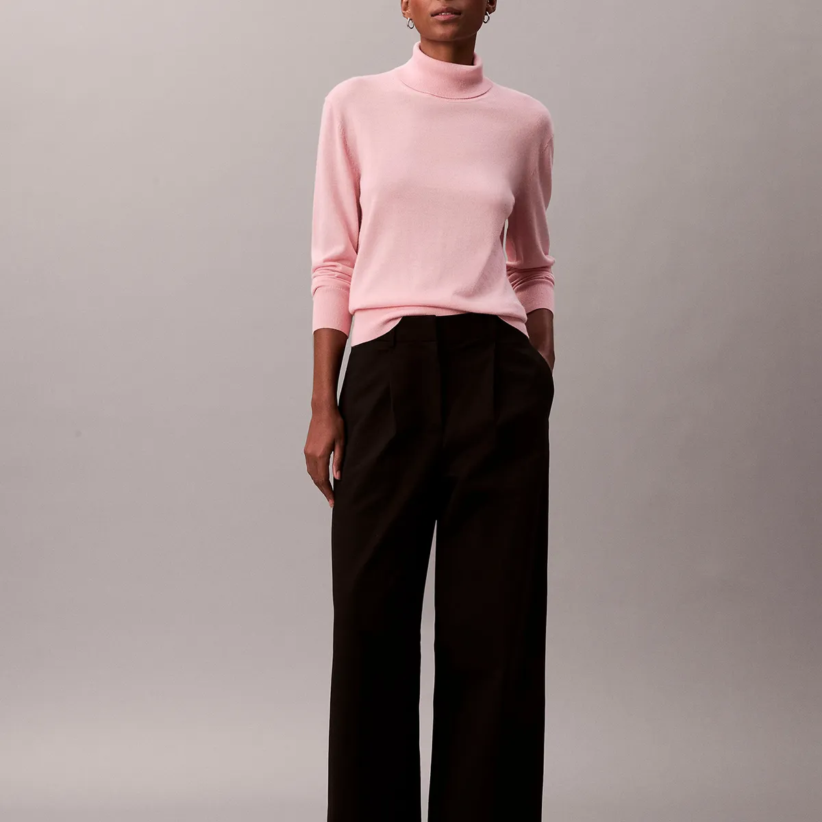 CALVIN KLEIN - Sweater De Cuello Alto De Lana Merino Rosado Calvin Klein