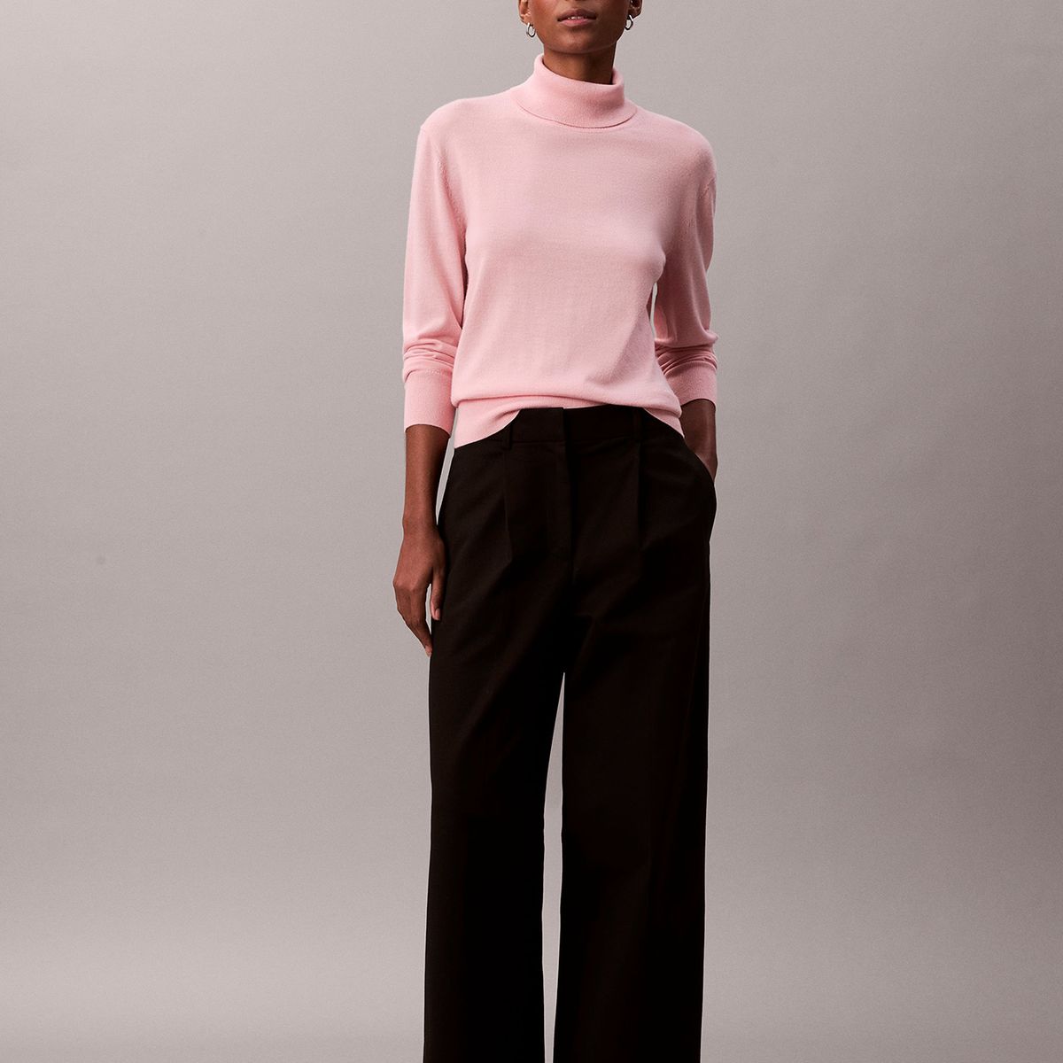 CALVIN KLEIN - Sweater De Cuello Alto De Lana Merino Rosado Calvin Klein