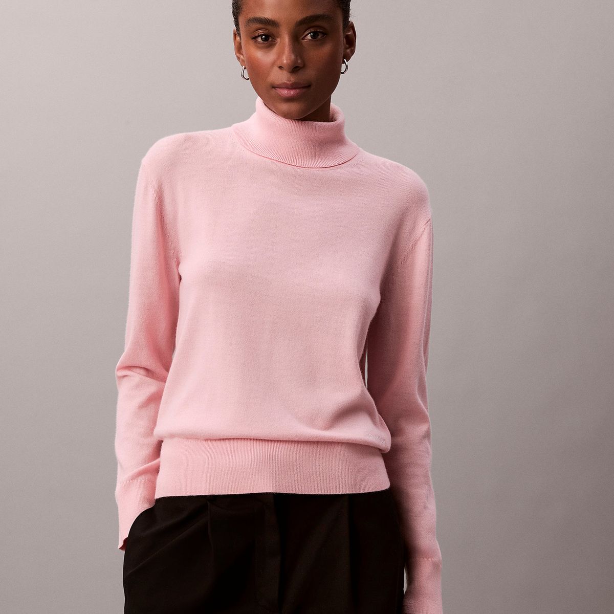 CALVIN KLEIN - Sweater De Cuello Alto De Lana Merino Rosado Calvin Klein