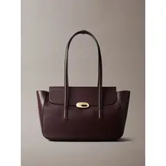 CALVIN KLEIN - Cartera Tote Con Solapa Superior Café
