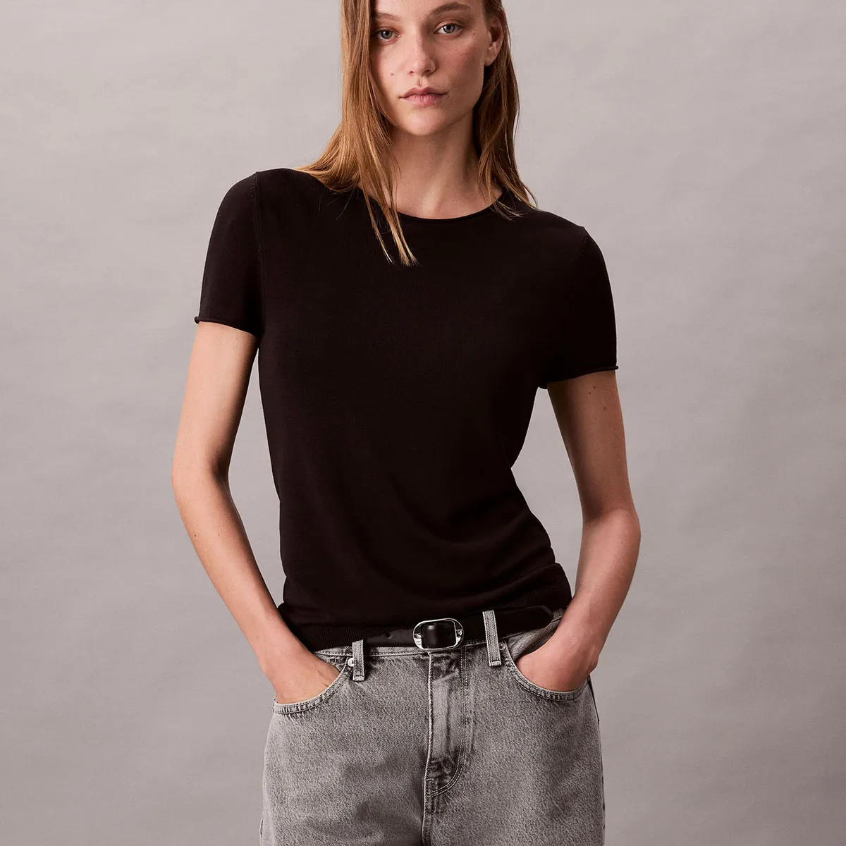 CALVIN KLEIN - Blusa De Viscosa Negro Calvin Klein