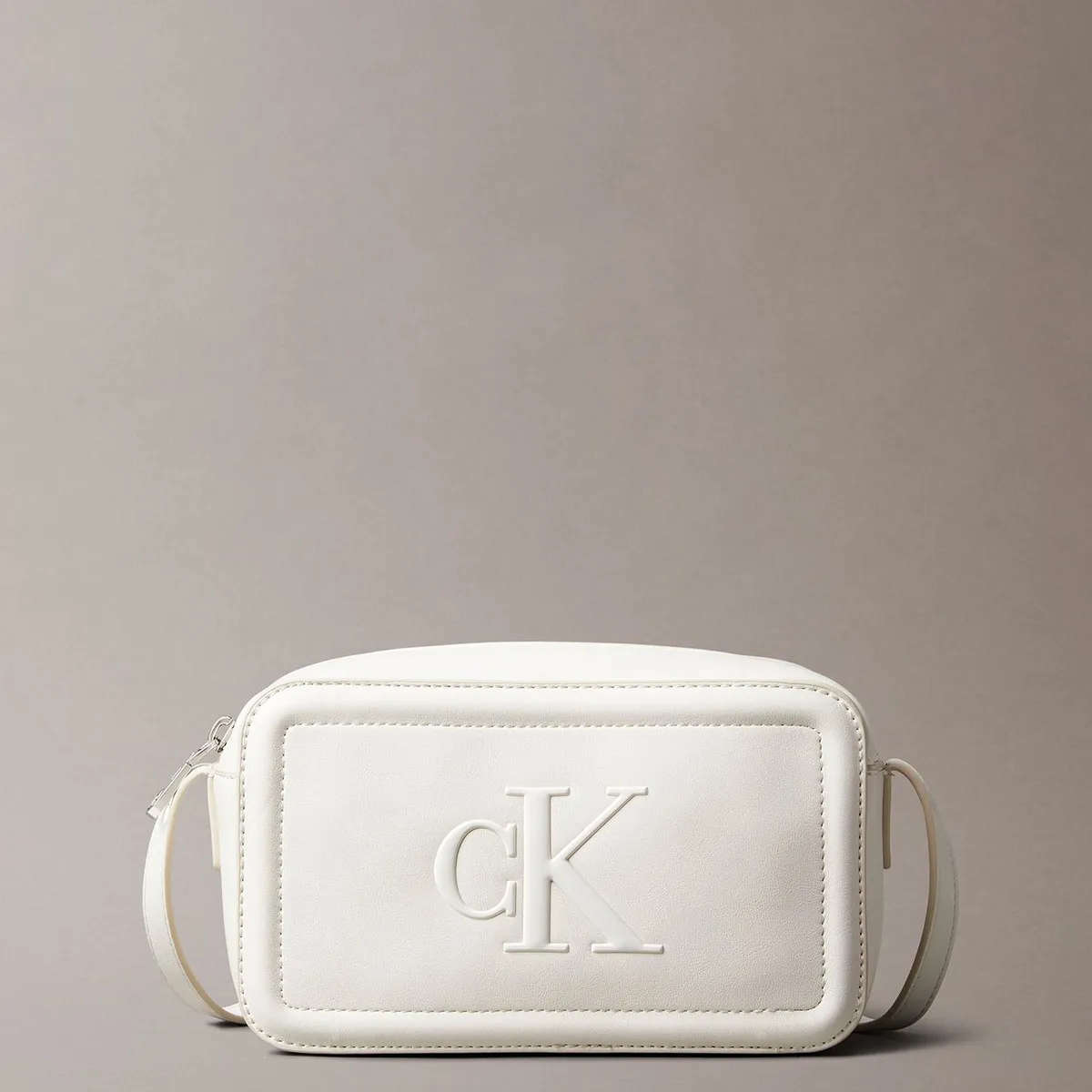 CALVIN KLEIN - Bandolera Con Logo Monograma Grabado Blanco Calvin Klein
