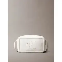 CALVIN KLEIN - Bandolera Con Logo Monograma Grabado Blanco