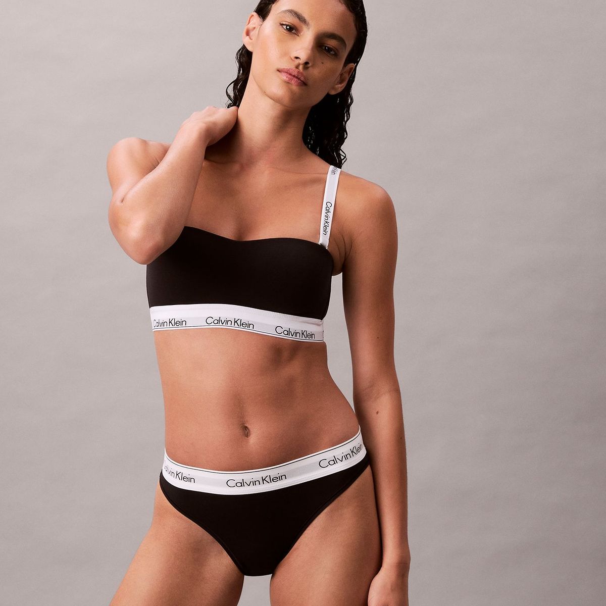 CALVIN KLEIN - Bralette Sin Tirantes Icon Cotton Modal Negro Calvin Klein