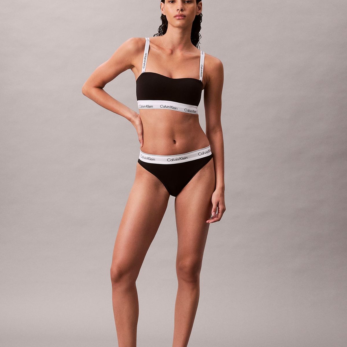 CALVIN KLEIN - Bralette Sin Tirantes Icon Cotton Modal Negro Calvin Klein