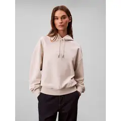 CALVIN KLEIN - Polerón Con Gorro Y Logo Bordado Blanco