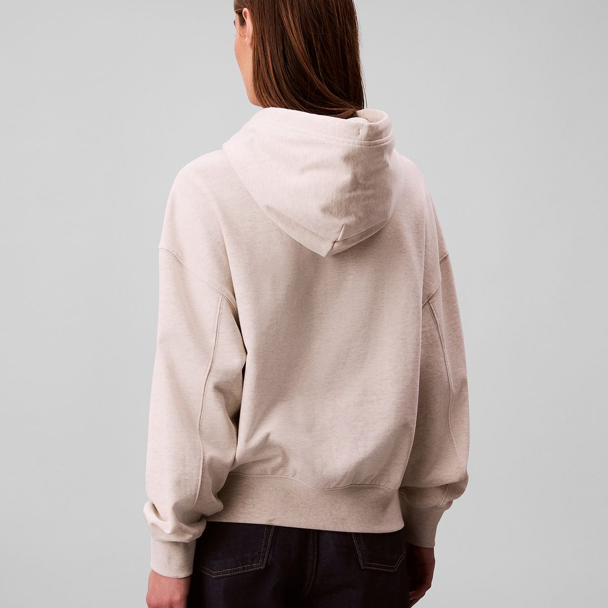 CALVIN KLEIN - Polerón Con Gorro Y Logo Bordado Blanco Calvin Klein