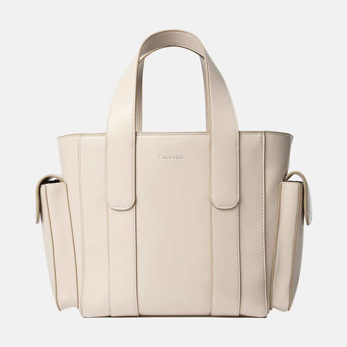 CALVIN KLEIN - Tote Bag Pequeño De Jacquard Con Logo Beige Calvin Klein