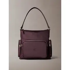 CALVIN KLEIN - Cartera De Mano De Nailon De Satén Suave Café