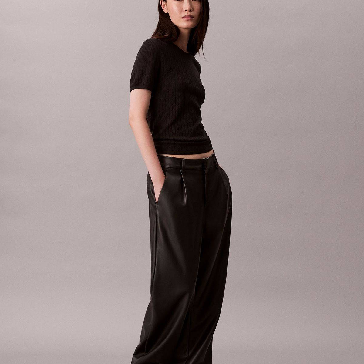 CALVIN KLEIN - Blusa En Tejido Calado Negro Calvin Klein