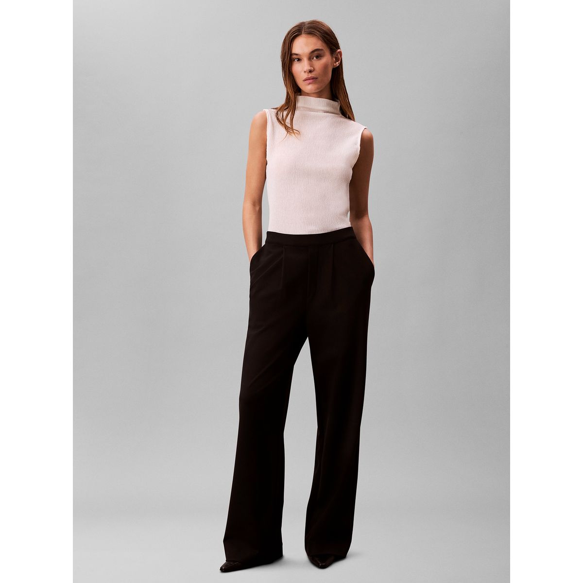 CALVIN KLEIN - Pantalón De Punto Ponte Con Pierna Ancha Negro Calvin Klein
