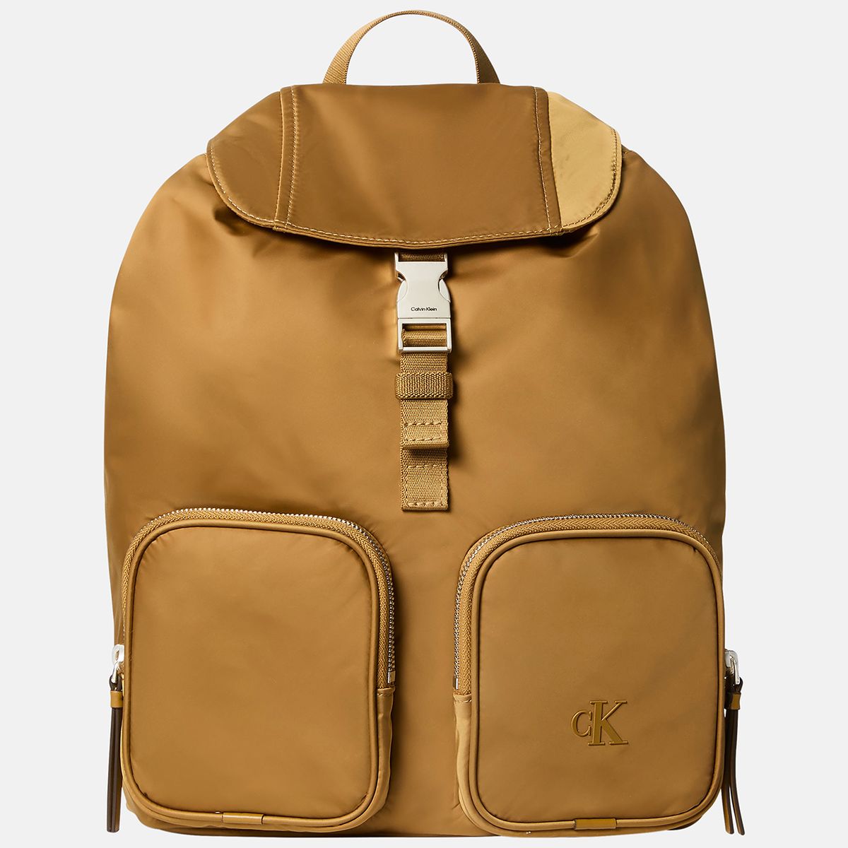 CALVIN KLEIN - Mochila Con Solapa De Satén Y Nailon Dorado Calvin Klein