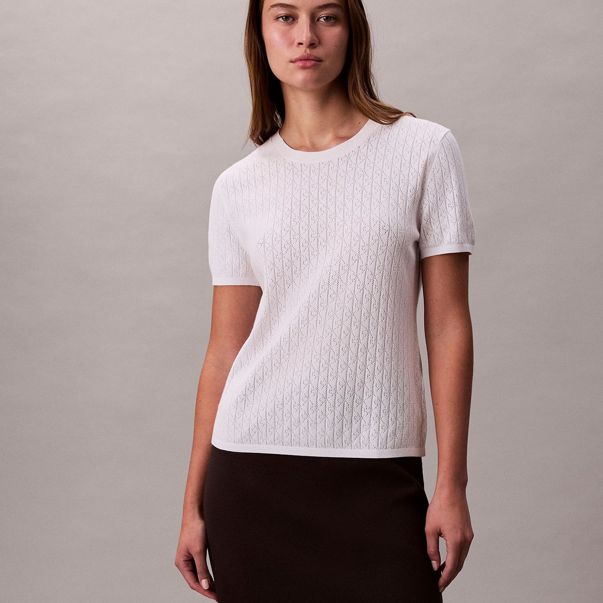 CALVIN KLEIN - Blusa En Tejido Calado Blanco Calvin Klein