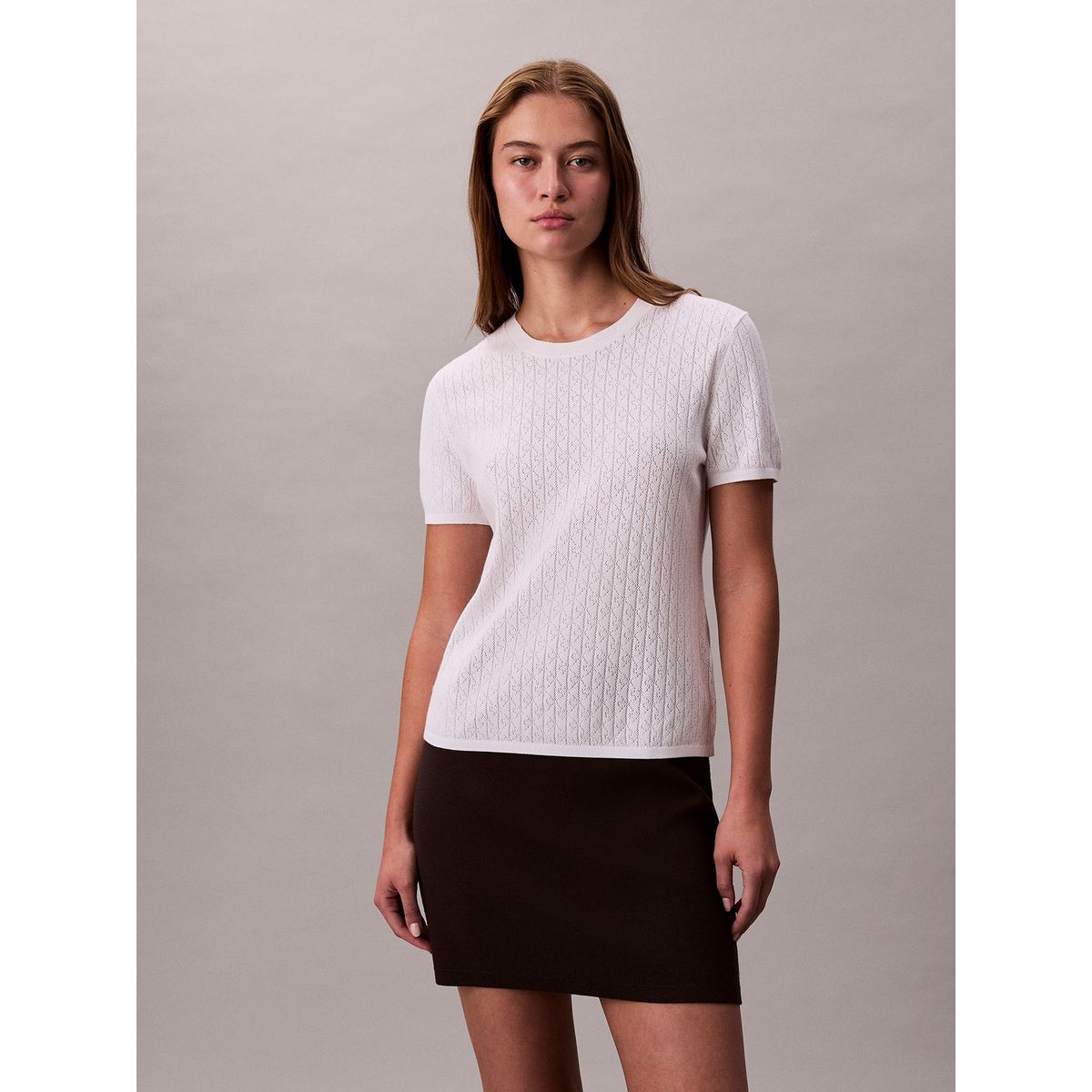 CALVIN KLEIN - Blusa En Tejido Calado Blanco Calvin Klein