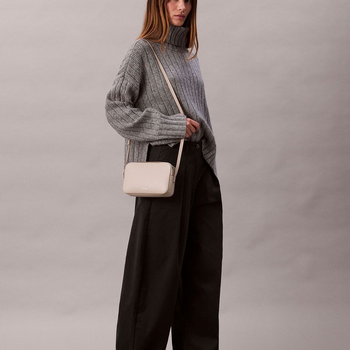 CALVIN KLEIN - Bandolera Con Cierre De Cremallera Beige Calvin Klein