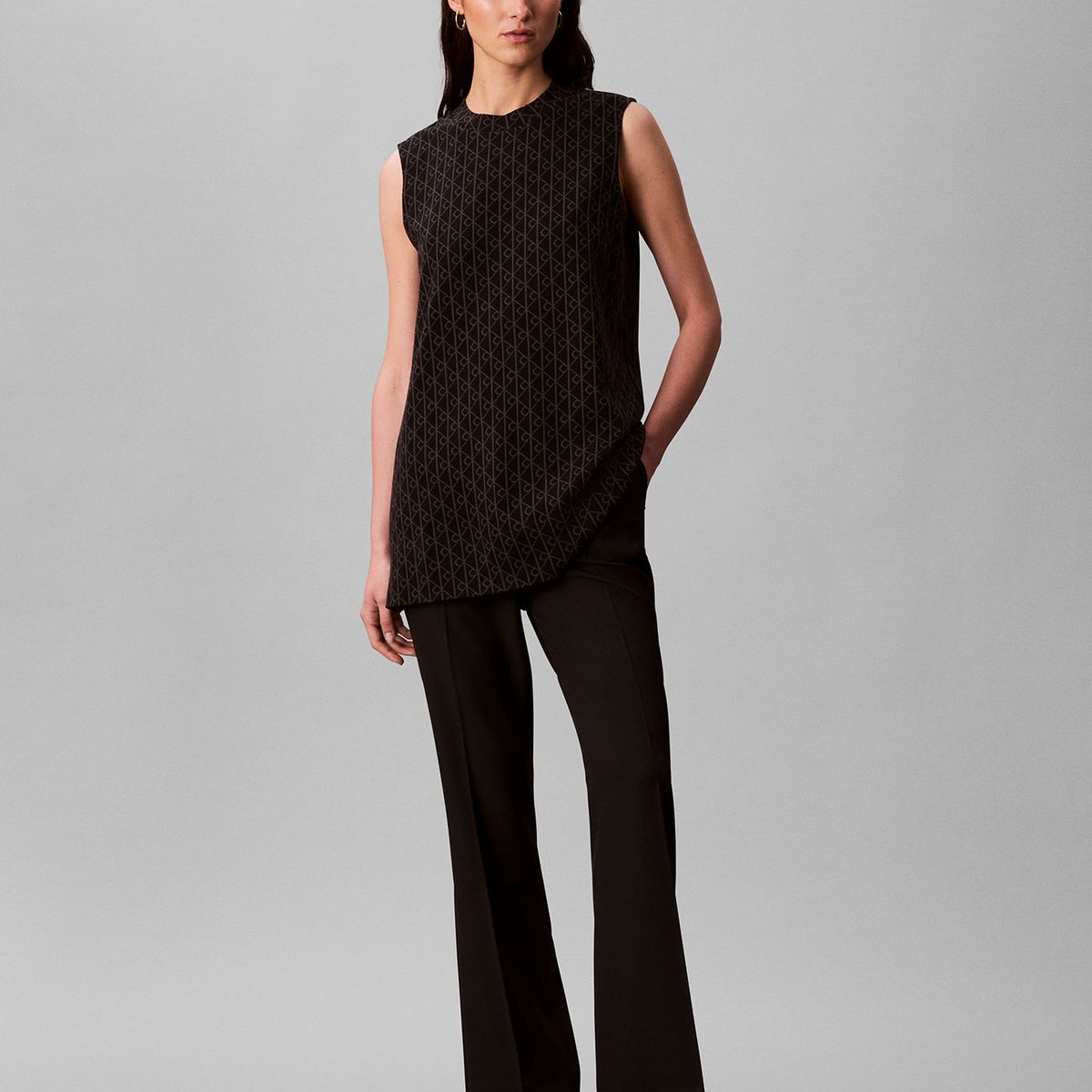 CALVIN KLEIN - Blusa Con Logo En Jacquard Negro Calvin Klein